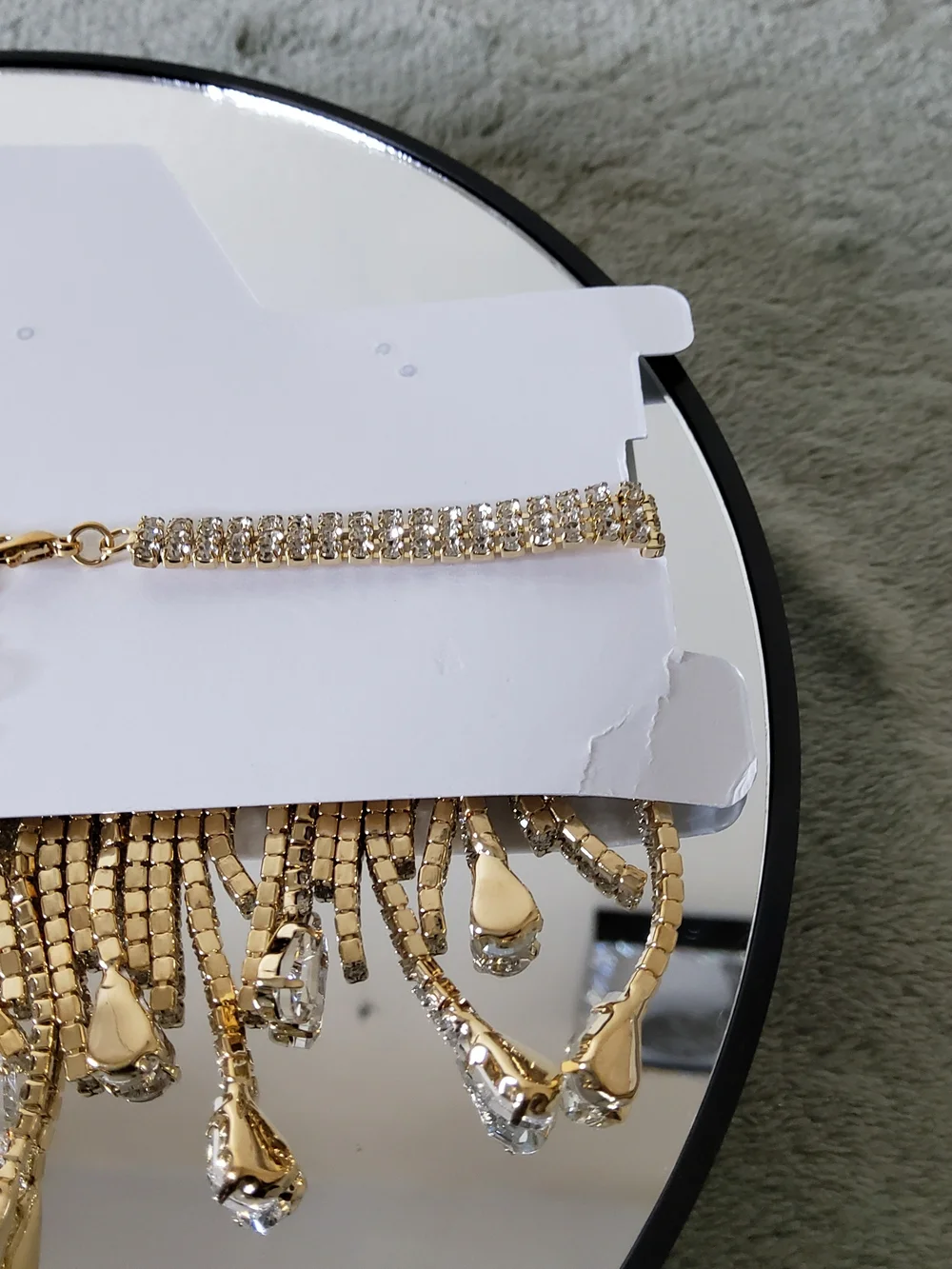 Fashion Nova Draped Choker Rhinestone Chain Necklace - Gold